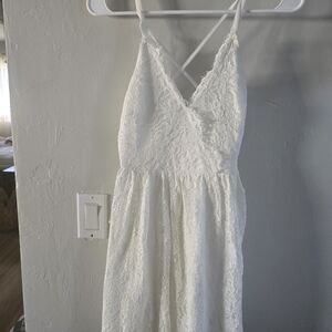 Soprano White Lace Spaghetti Strap Mini Dress